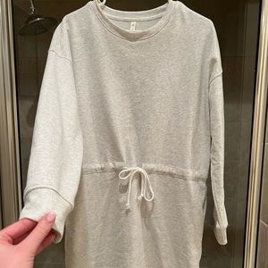 Light Gray Sweatshirt Dress with Pockets
